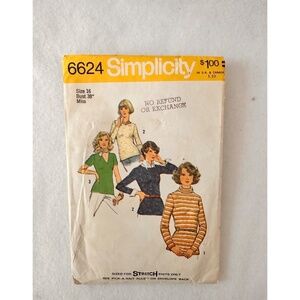 Simplicity Vintage 1974  Miss Size 16 Top Pattern